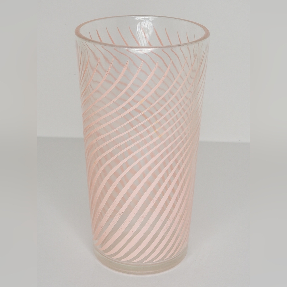 MCM Hazel Atlas Optic Pink Swirl Pattern Tumbler or Glass - 5" x 2.5"